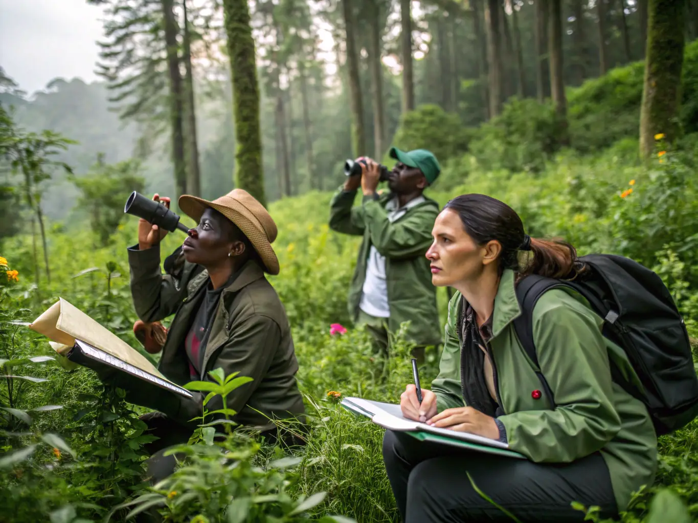 A photograph capturing community members participating in a wildlife monitoring activity, organized by ASSOCIATION COMMUNALE DE CHASSE AGREEE DE CHAZELLES.
